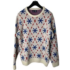 Rowing Blazers x Babar Ski Team Patch Snowflake Sweater 100% Wool men's size lar